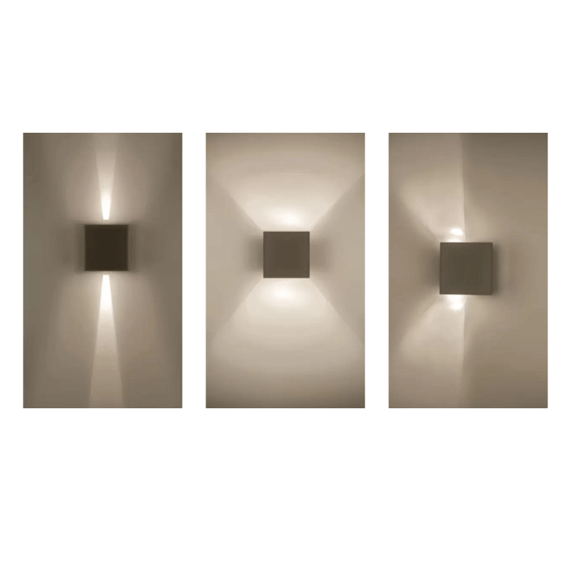 Lampara LED Doble Disparo Rectangular Negro, Exterior, Blanco Cálido 3K - Wattko